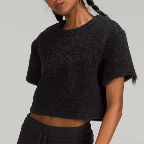 Fleece Embroidered Crop Top - Picture 1 of 8